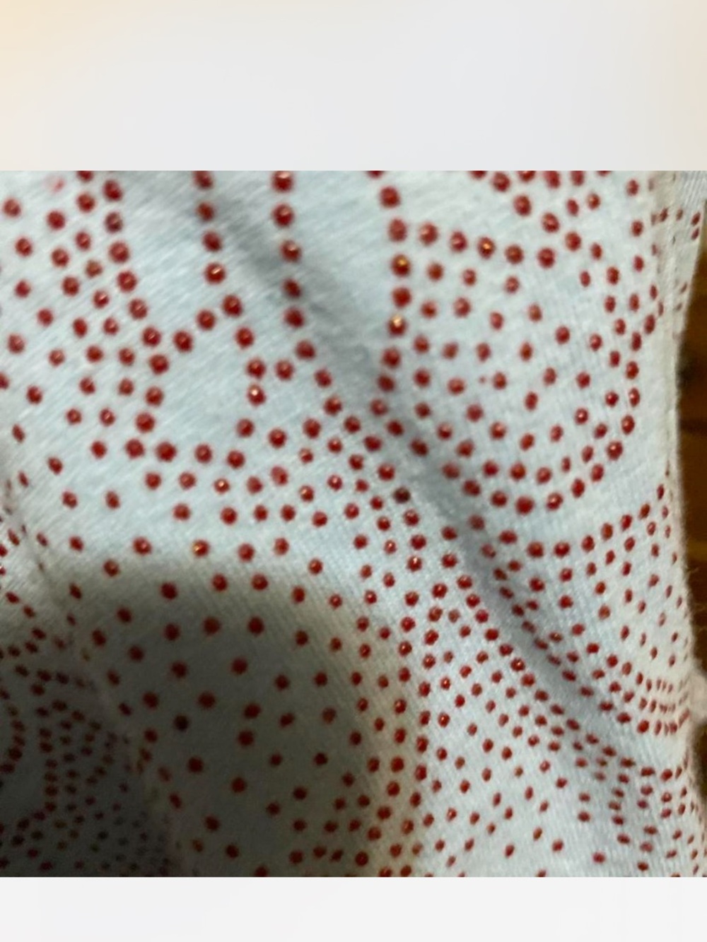 Light Blue Short-Sleeve Tee with Red Dot Floral Pattern Accent Sz L
